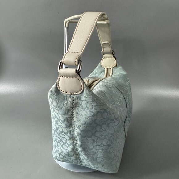 Coach Signature Shoulder Bag Canvas Light Blue - Picture 6 of 14